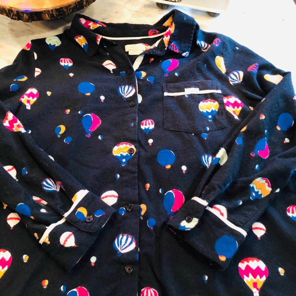 Kate Spade Flannel Hot Air Balloon PJ Top S 1C1